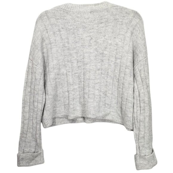 Sincerely Jules Ribbed Knit New Gray Crew Neck Dropped shoulder Sweater - Picture 3 of 5